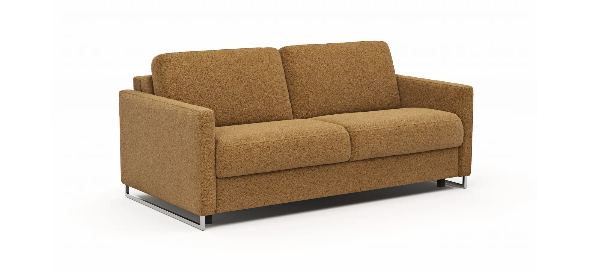 Sofa Nuoro - 2,5-Sitzer inkl. Schlaffunktion, Armlehne mit Kufe, Stoff, Cognac