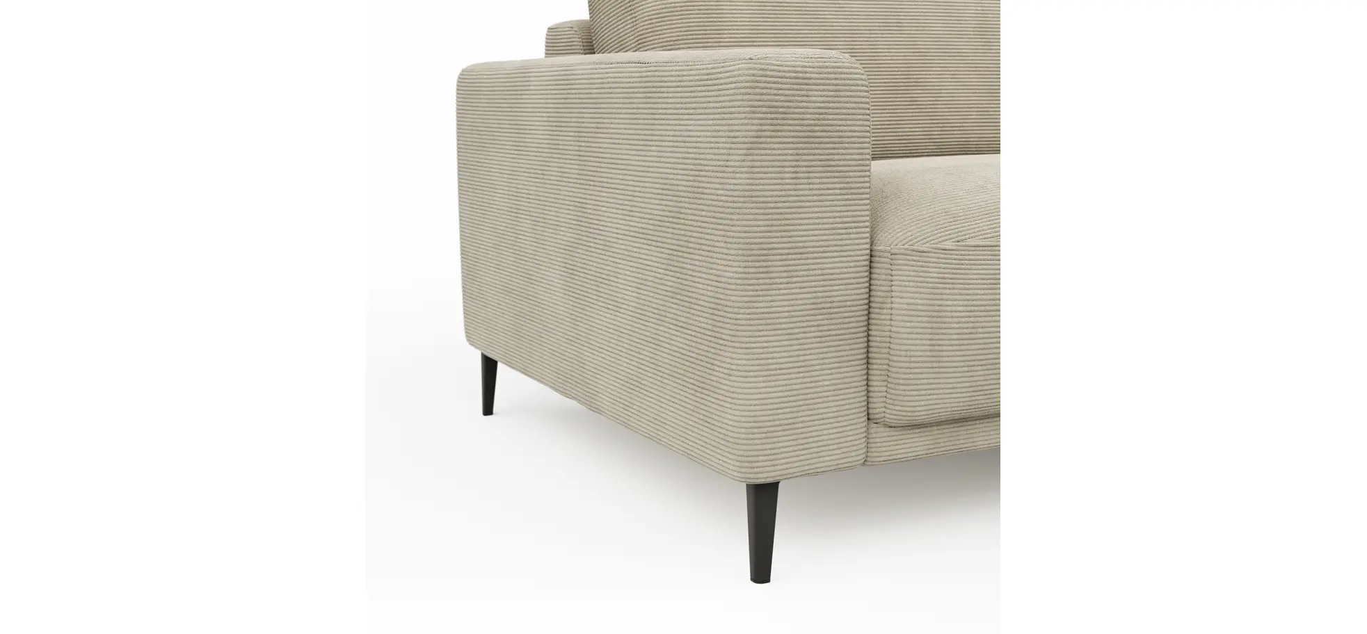 Ecksofa Solero - 1,5-Sitzer mit Longchair rechts, Stoff, Sand