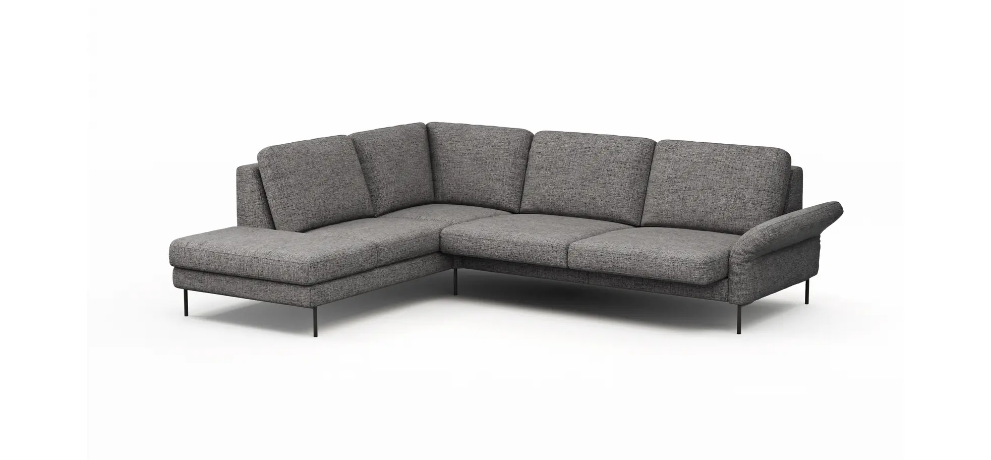 Ecksofa  Enna - Ecke links, 3-Sitzer, Sitzvorzug (motorisch), Stoff, Graphit