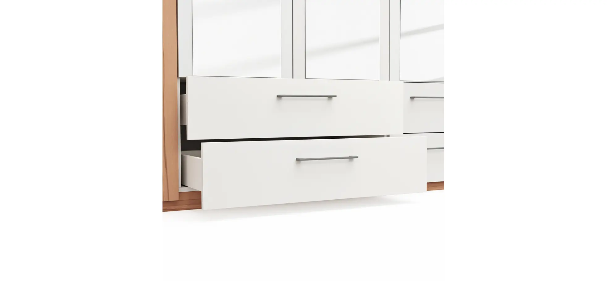 Drehtürenschrank Viana - B. ca. 225 cm, Furnier, Kernbuche, Weiß