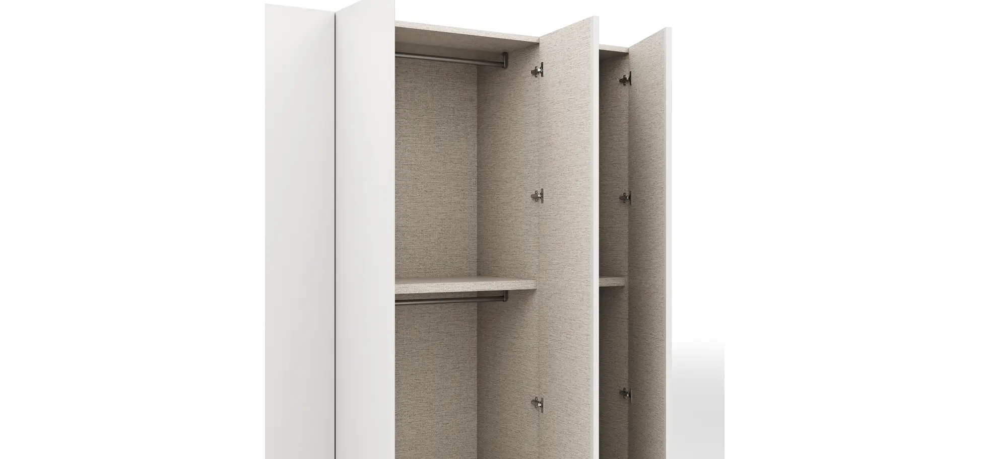 Drehtürenschrank Loretto - B ca. 254 cm, Melamin matt, Weiß