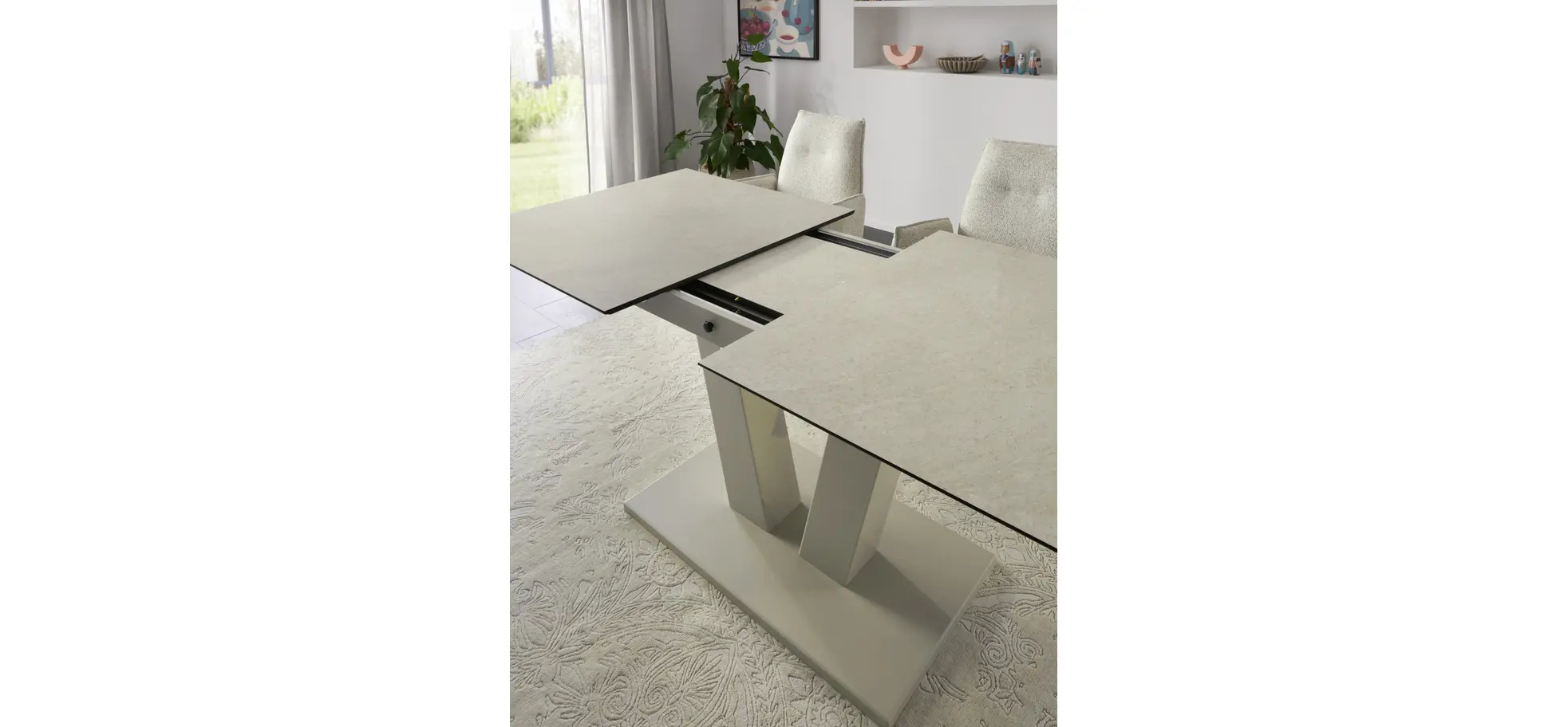 Esstisch Dinner - ausziehbar, LB ca. 160x 90 cm, HPL, Sand