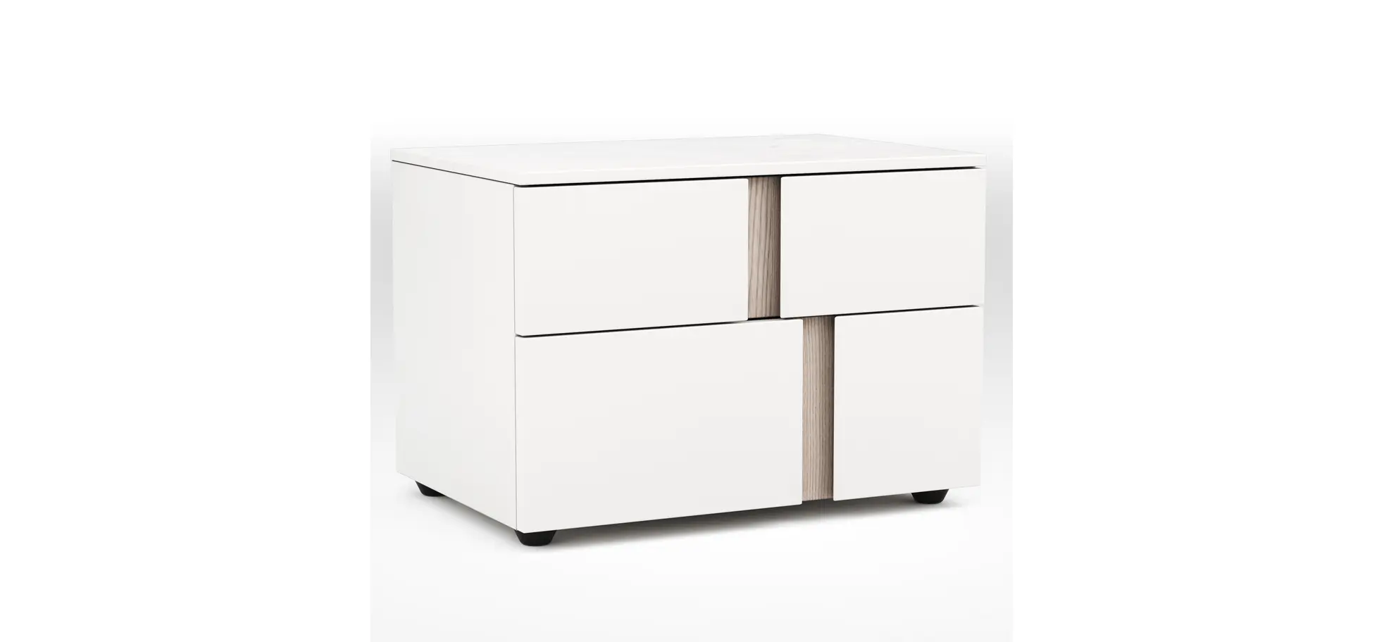 Nachttisch Loretto - Lack matt, Weiß