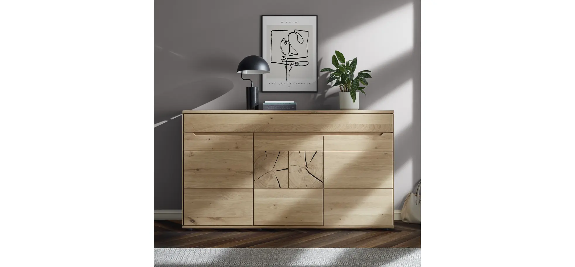 Sideboard Amora - Wildeiche massiv bianco
