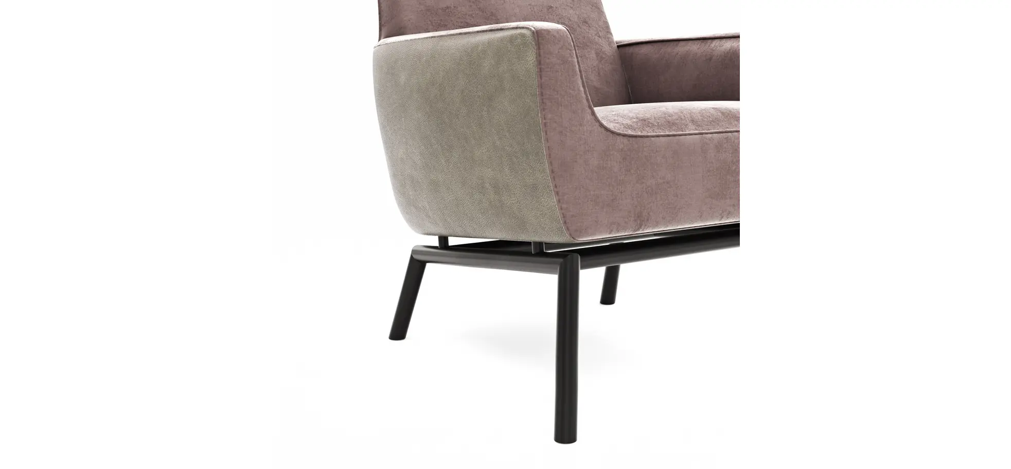 Sessel Matina - Größe M, Leder&Stoff, Dunkelbraun, Mauve