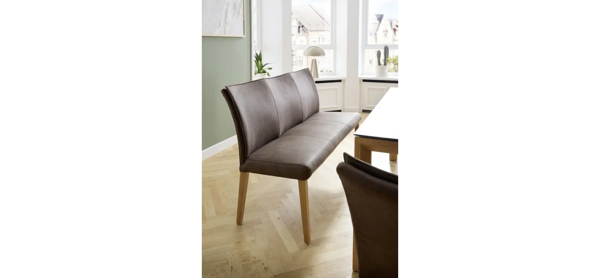 Polsterbank Florea - Breite ca. 155 cm, Stoff, Dunkelbraun