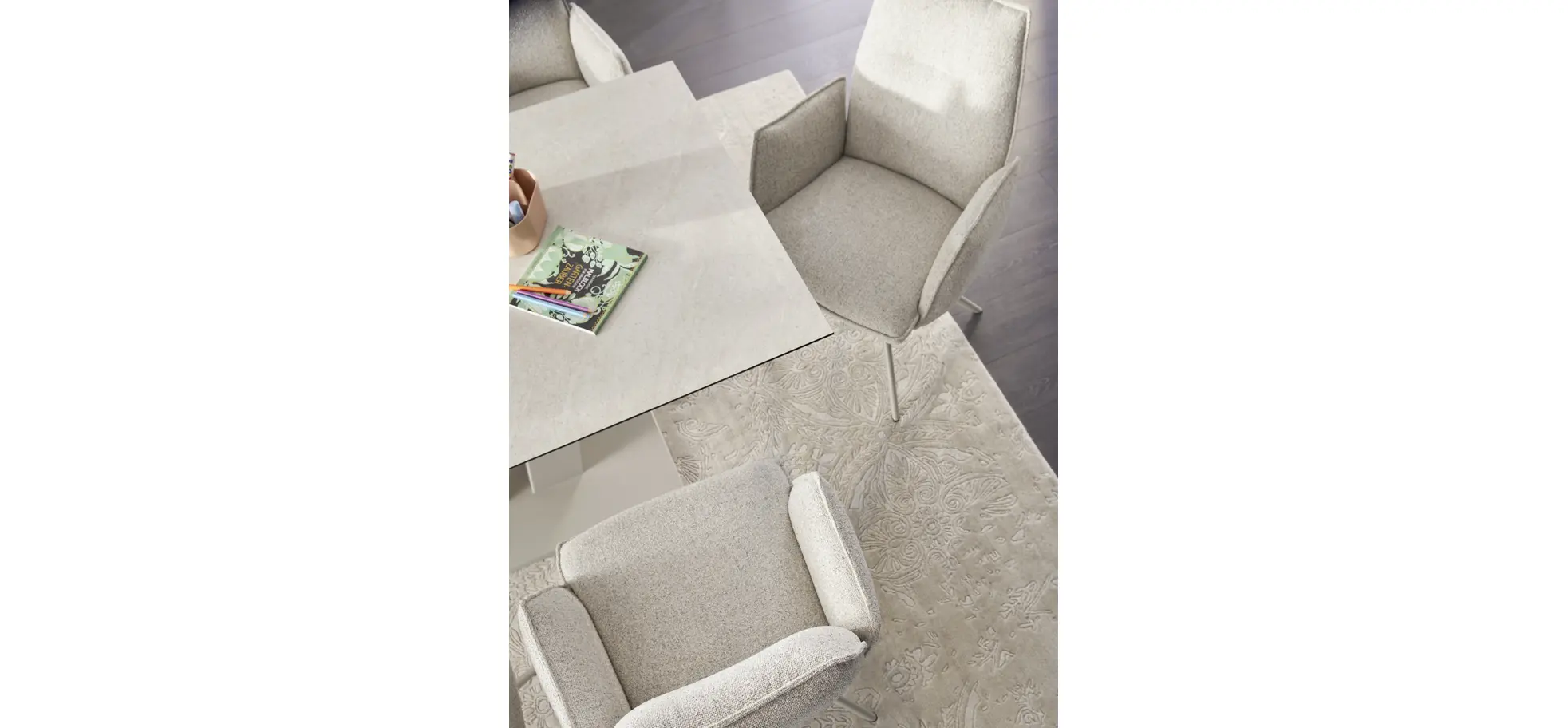 Armlehnstuhl Dinner - drehbar, Stoff, Champagner