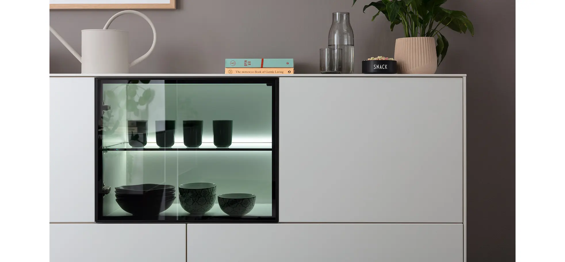 Sideboard Medio - inkl. Beleuchtung, Lack, Weiß