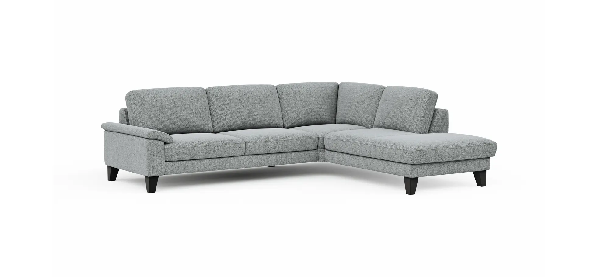 Ecksofa Oviedo - 2,5-Sitzer mit Ecke rechts, Stoff, Hellgrau