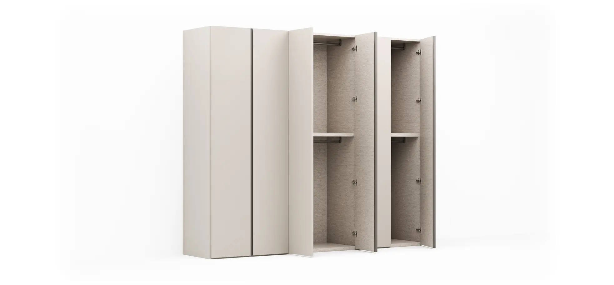 Drehtürenschrank Loretto - B ca. 280 cm, Gola, Lack matt, Perlmutt