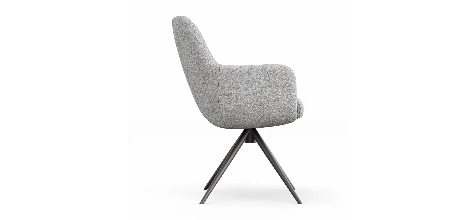 Armlehnstuhl Mis Legere - Boucle, Grau, Stativ, Anthrazit
