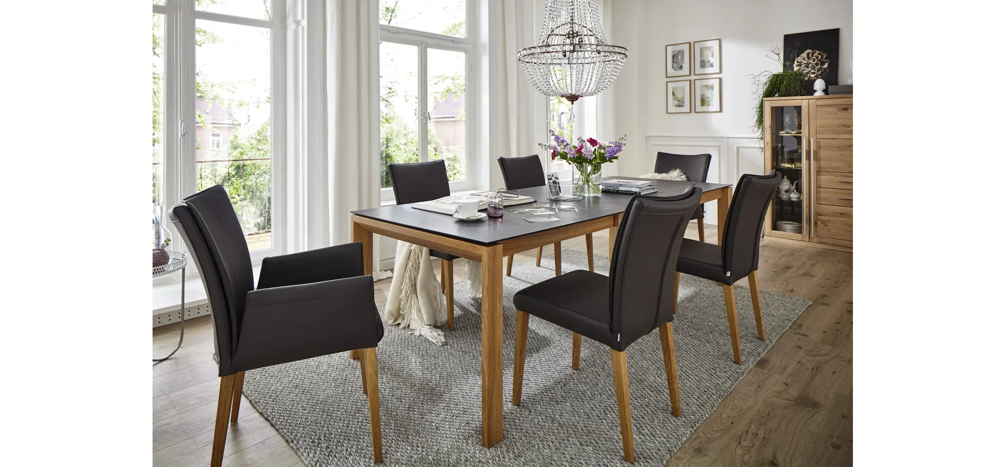 Esstisch 5000 - ausziehbar, LB ca. 160x90 cm, Kunststoff, Schwarz