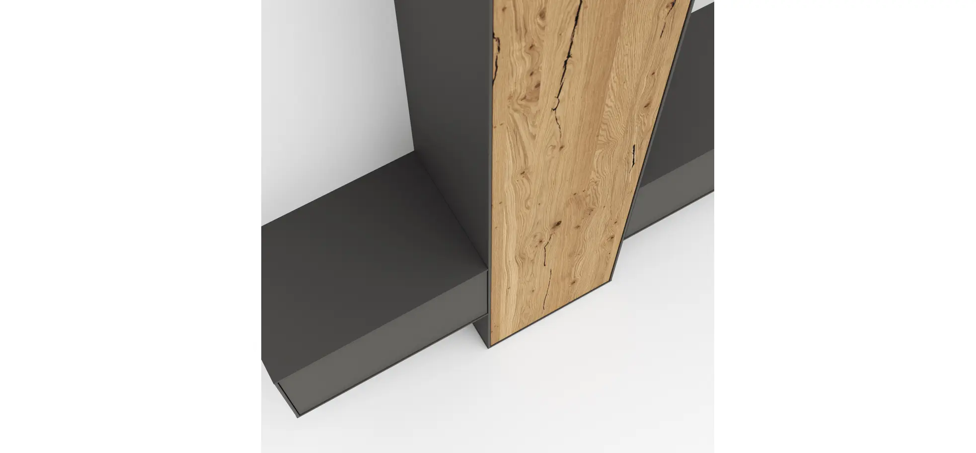 Wohnwand Medio -  Melamin, Schiefergrau