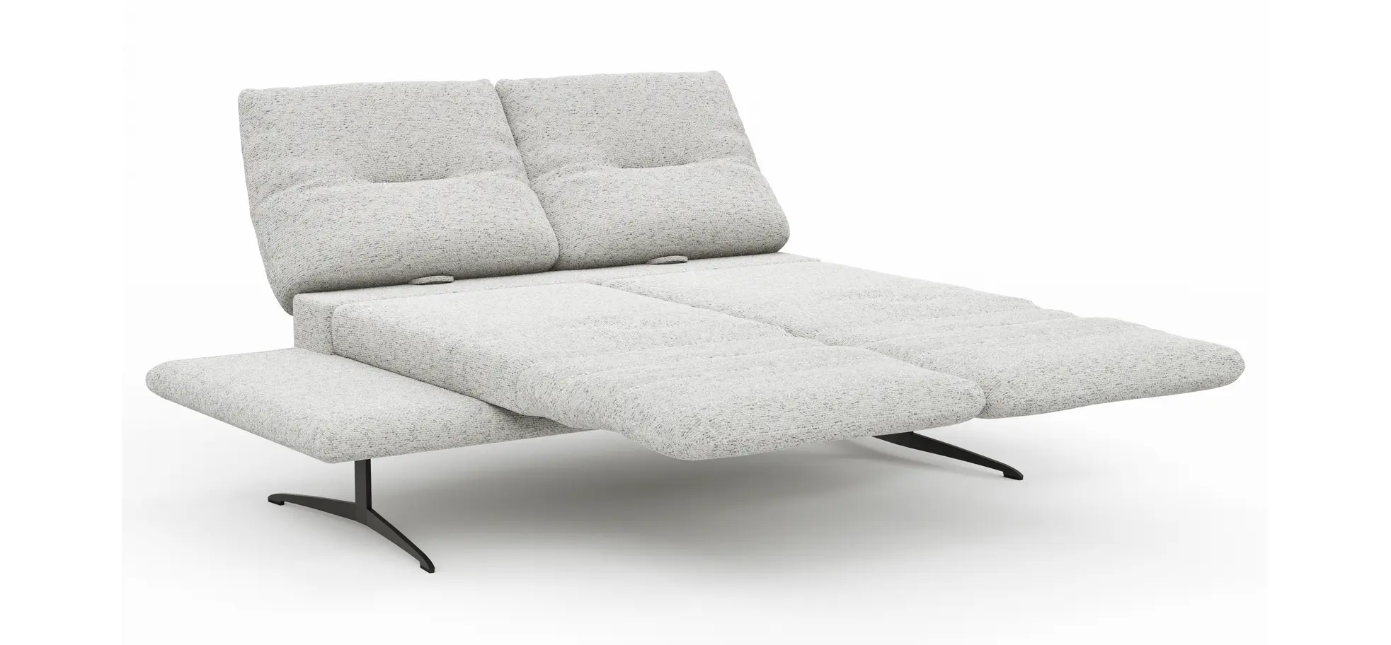 Sofa Lucero 2.0 - 2-Sitzer inkl. Drehsitz, Rollout-Armlehne und Sitztiefe verstellbar, Stoff, Offwhite