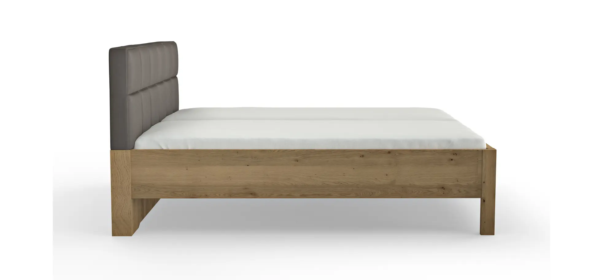 Bett Viana - Liegefläche ca. 200x200 cm, Balkeneiche furniert, Kunstleder Anthrazit