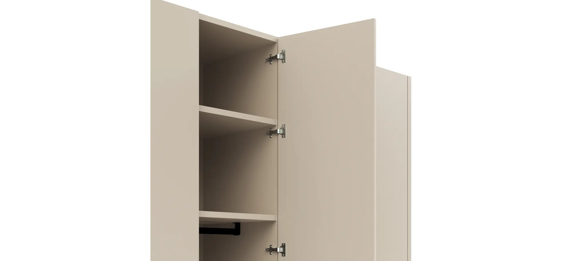 Drehtürenschrank Matera - BTH ca. 301x60x235 cm, Lack Kaschmir, Abs. Pfirsich