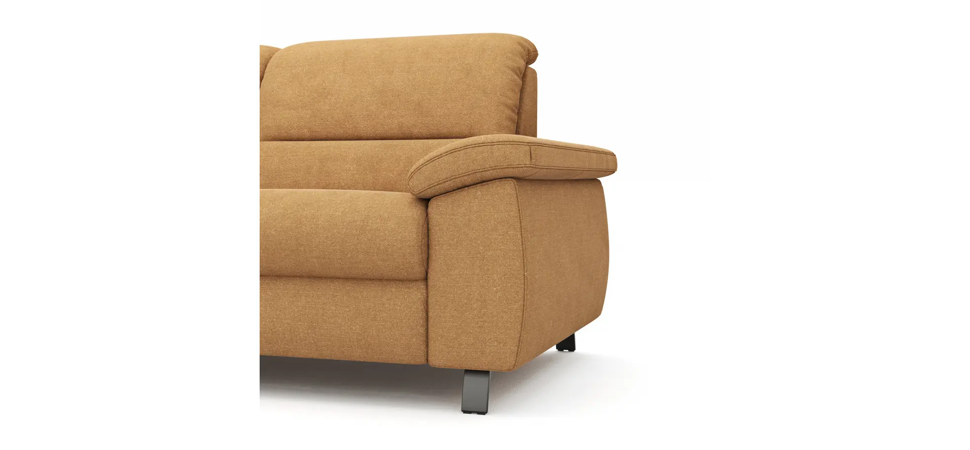 Ecksofa Cornella Classic - Longchair links mit 2-Sitzer, Stoff, Curry