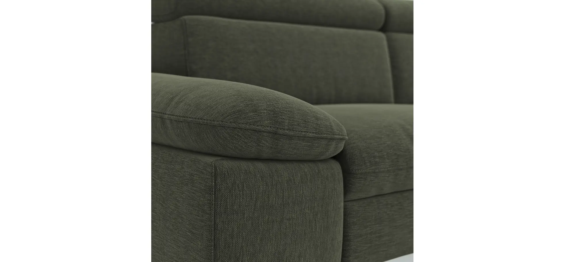 Sofa Felipa - 3-Sitzer inkl. Relaxfunktion (motorisch) und Kopfteil verstellbar, Stoff, Dunkelgrün