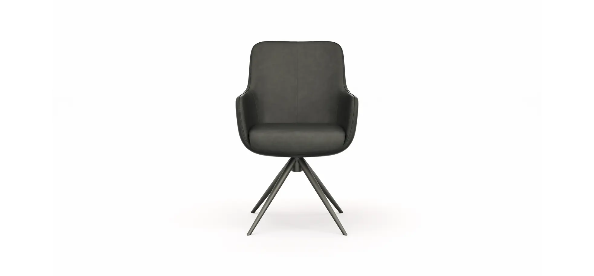 Armlehnstuhl Mis - Leder, Dunkelbraun, Gestell, Anthrazit