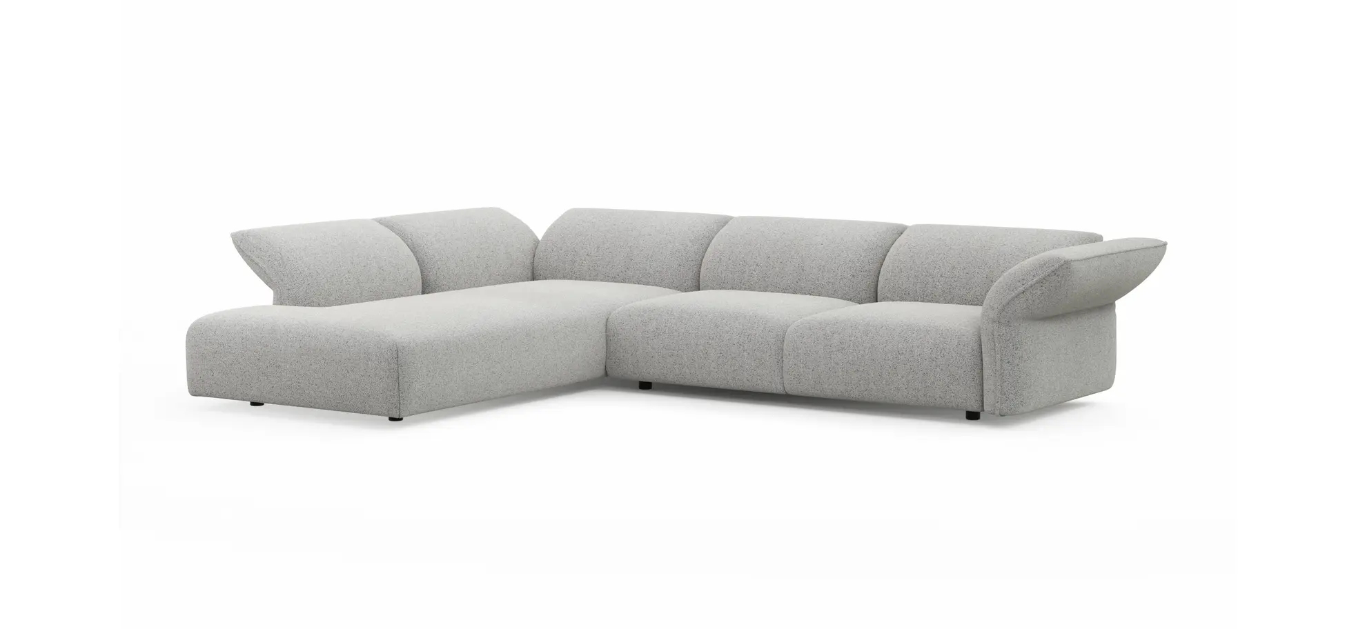 Ecksofa Motone - Ecke links mit 2,5-Sitzer, Stoff, Hellgrau