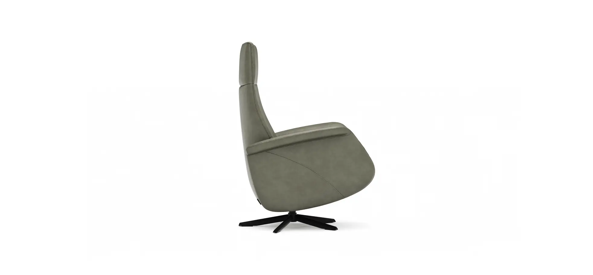 Sessel Girona - Relaxfunktion (motorisch), Leder, Moos