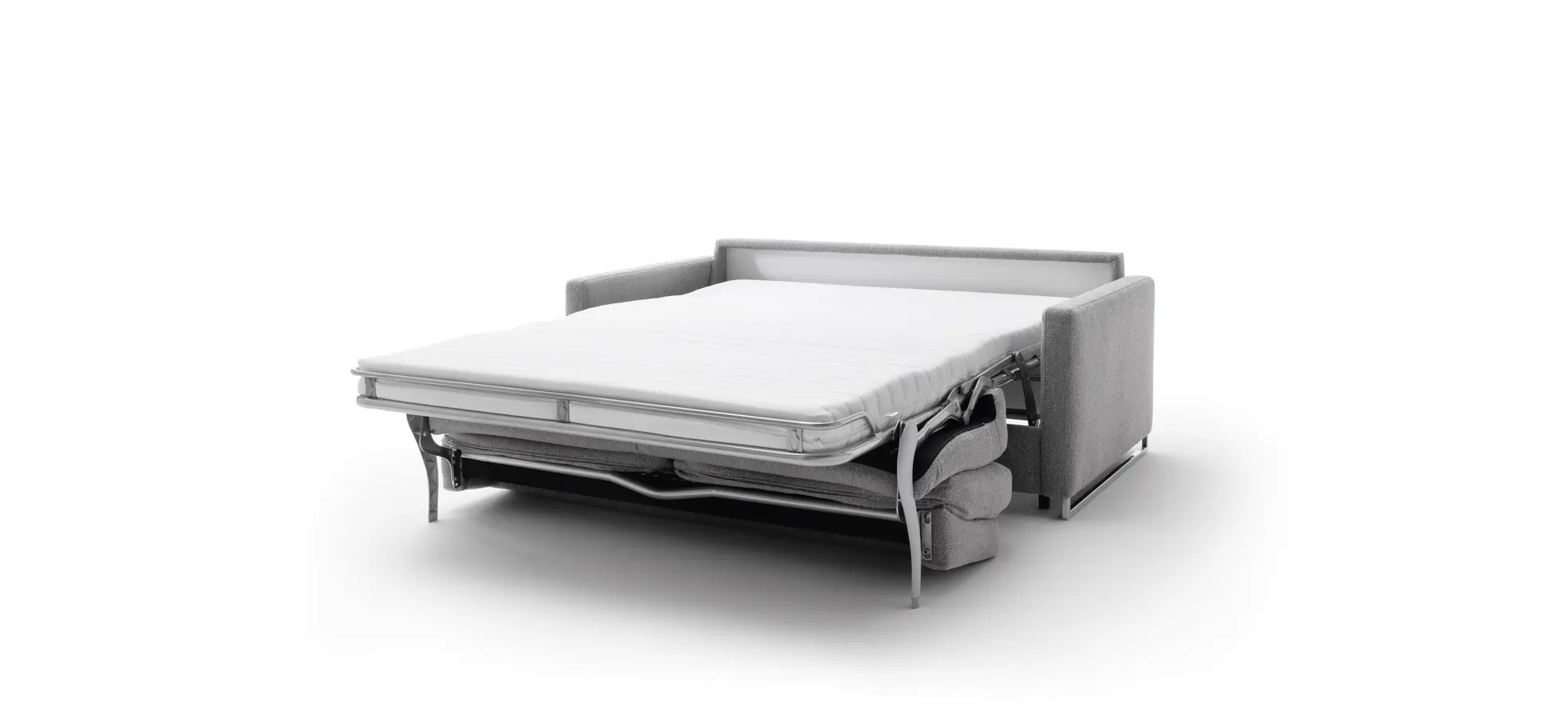Sofa Nuoro - 2,5-Sitzer inkl. Schlaffunktion, Armlehne mit Kufe, Stoff, Grau