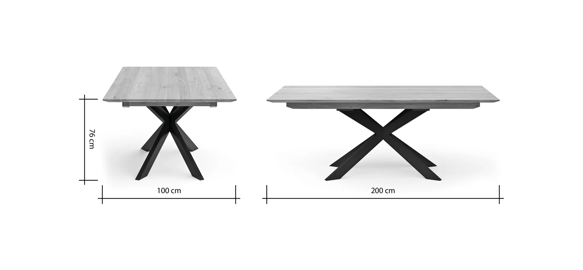 Esstisch Talara Lola - LB ca. 200x100cm, Wildeiche Bianco