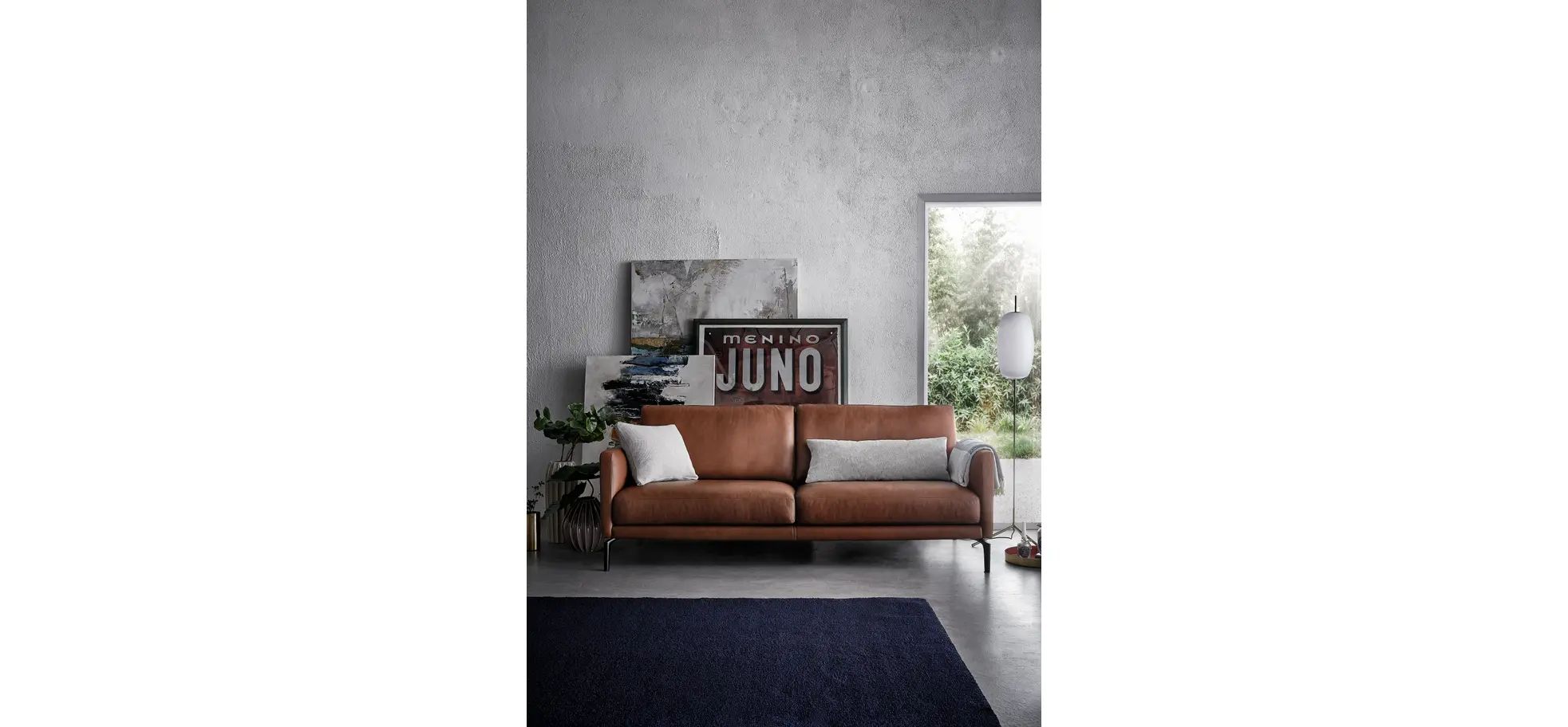 Sofa Cuneo - 2,5-Sitzer, Leder, Cognac