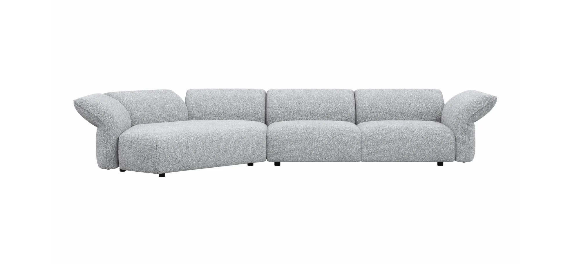 Trapezsofa Motone - Ecke links mit 2-Sitzer, Stoff, Hellgrau 203103
