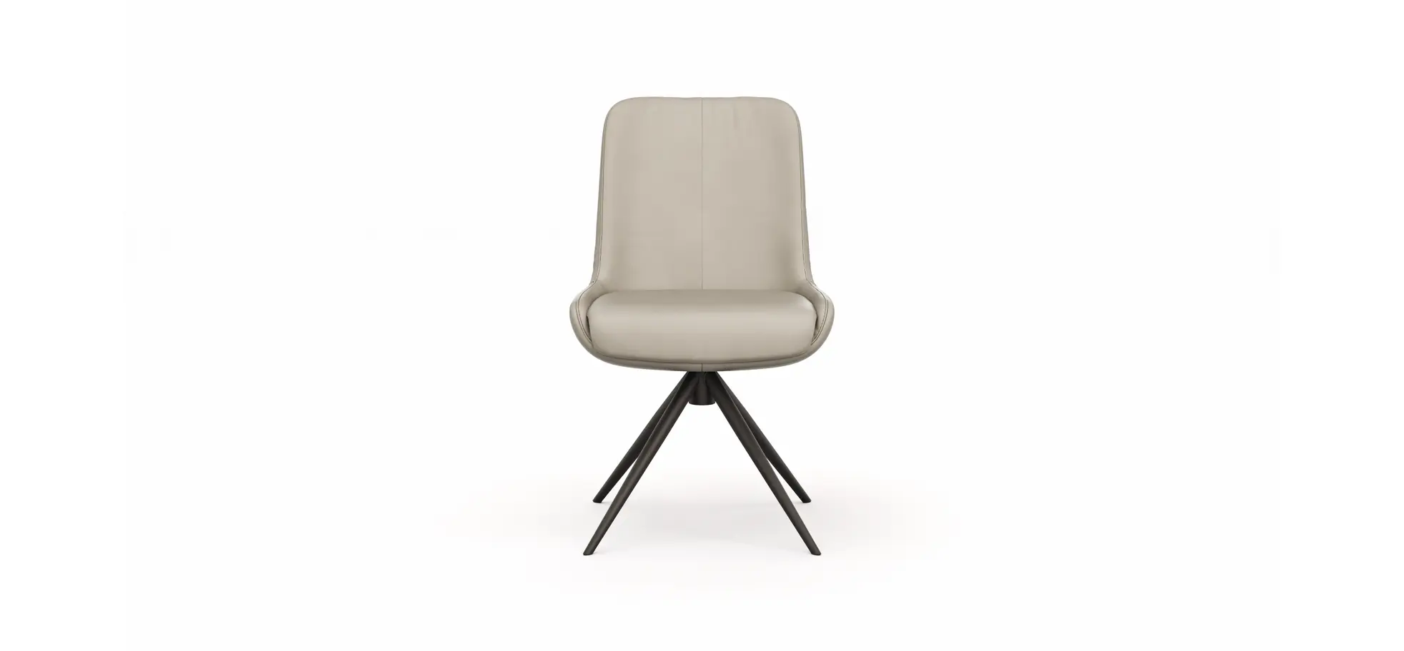 Stuhl Mis - Leder, Graubraun, Gestell, Schwarz