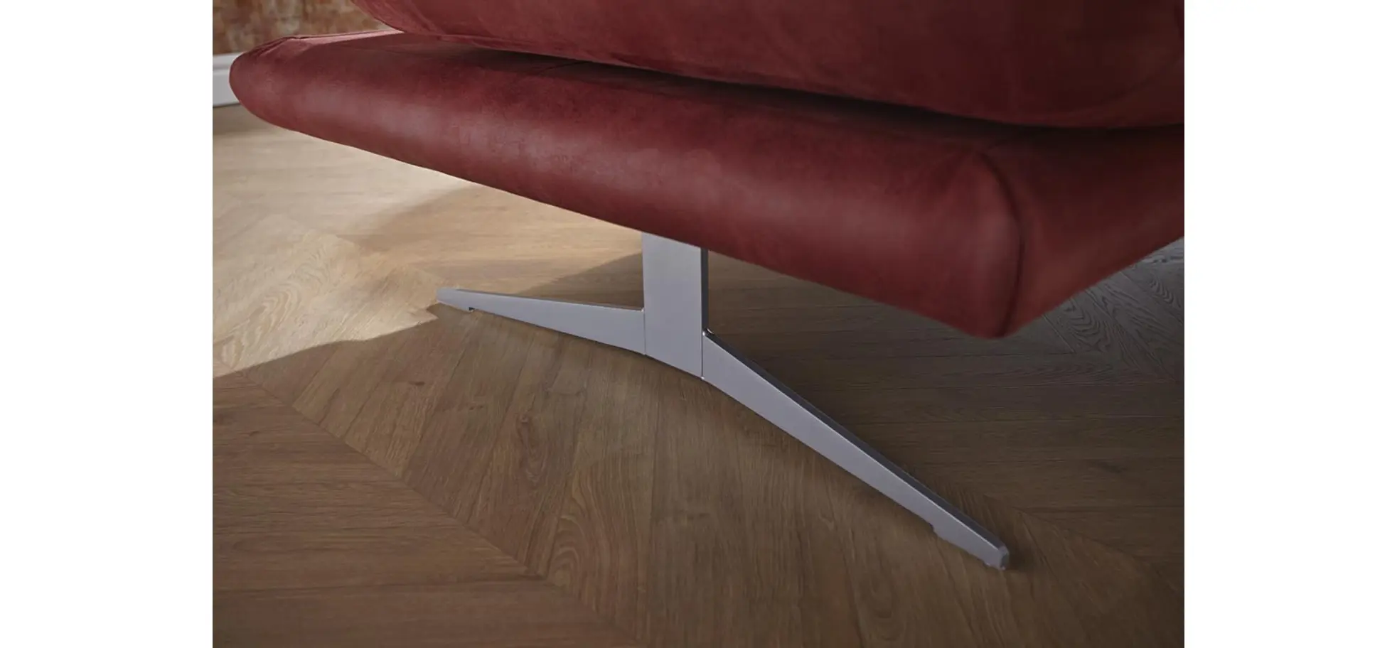 Sofa Lucero - 2,5-Sitzer inkl. Rückenlehne verstellbar, Leder, Weinrot