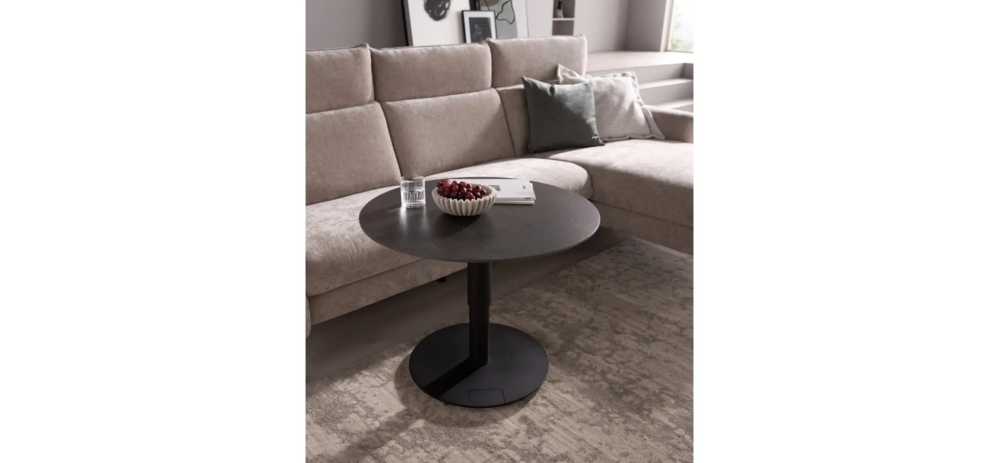 Couchtisch Camas - LBH ca. 75x75x42 cm, Keramik, Schwarz