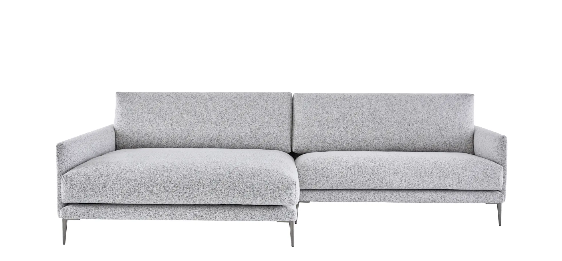 Ecksofa Cuneo Klassik - Longchair links, 2-Sitzer, Stoff, Hellgrau 3028681