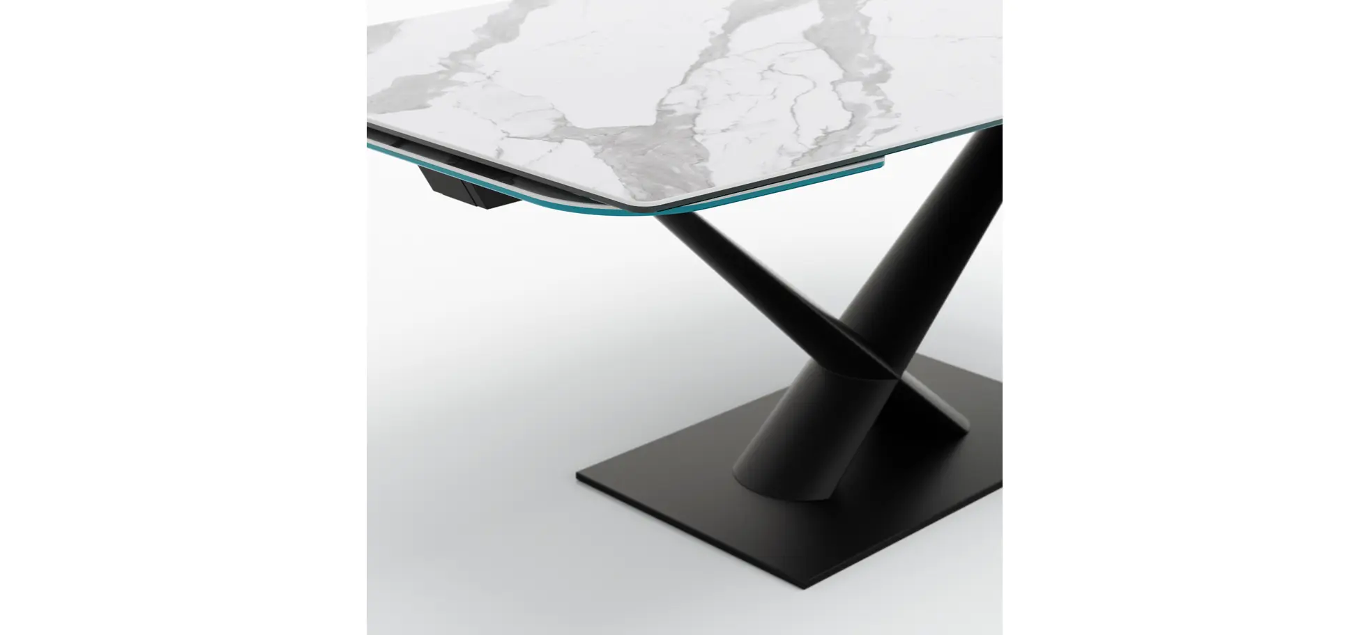 Esstisch Savona - LB ca. 200x100 cm, ausziehbar, Keramik, Weiß, Bootsform