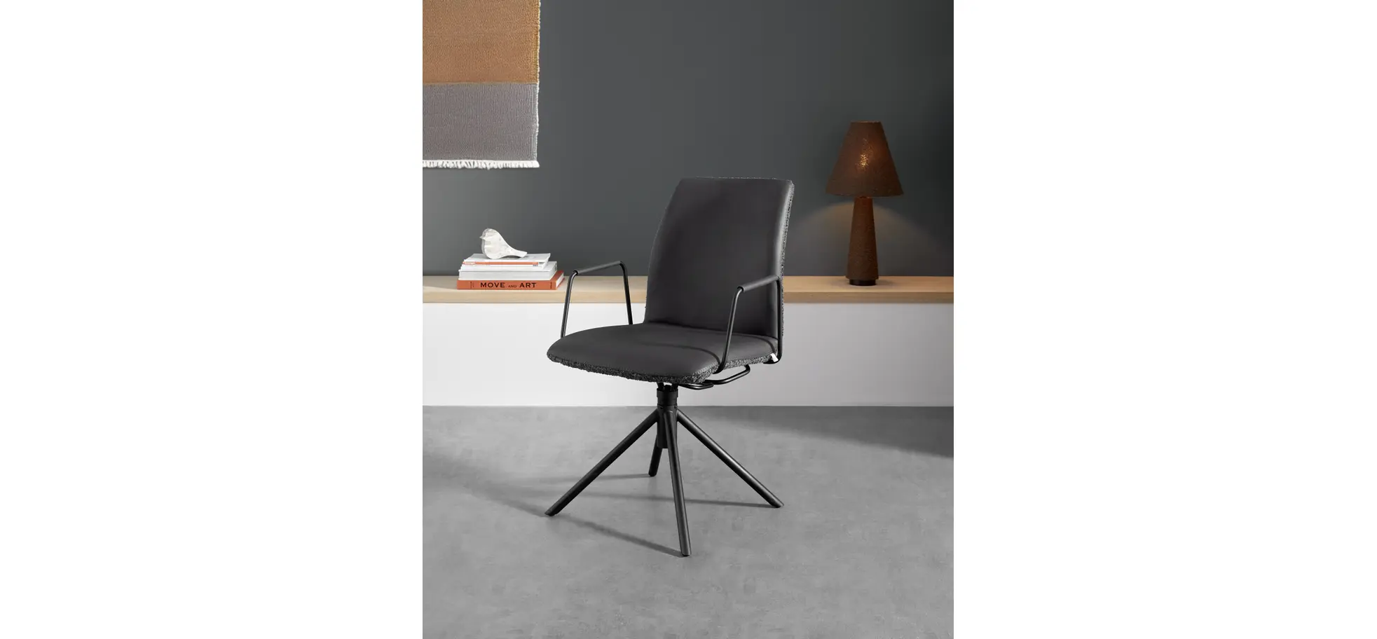 Armlehnstuhl Sedana - drehbar, Stoff, Dunkelgrau