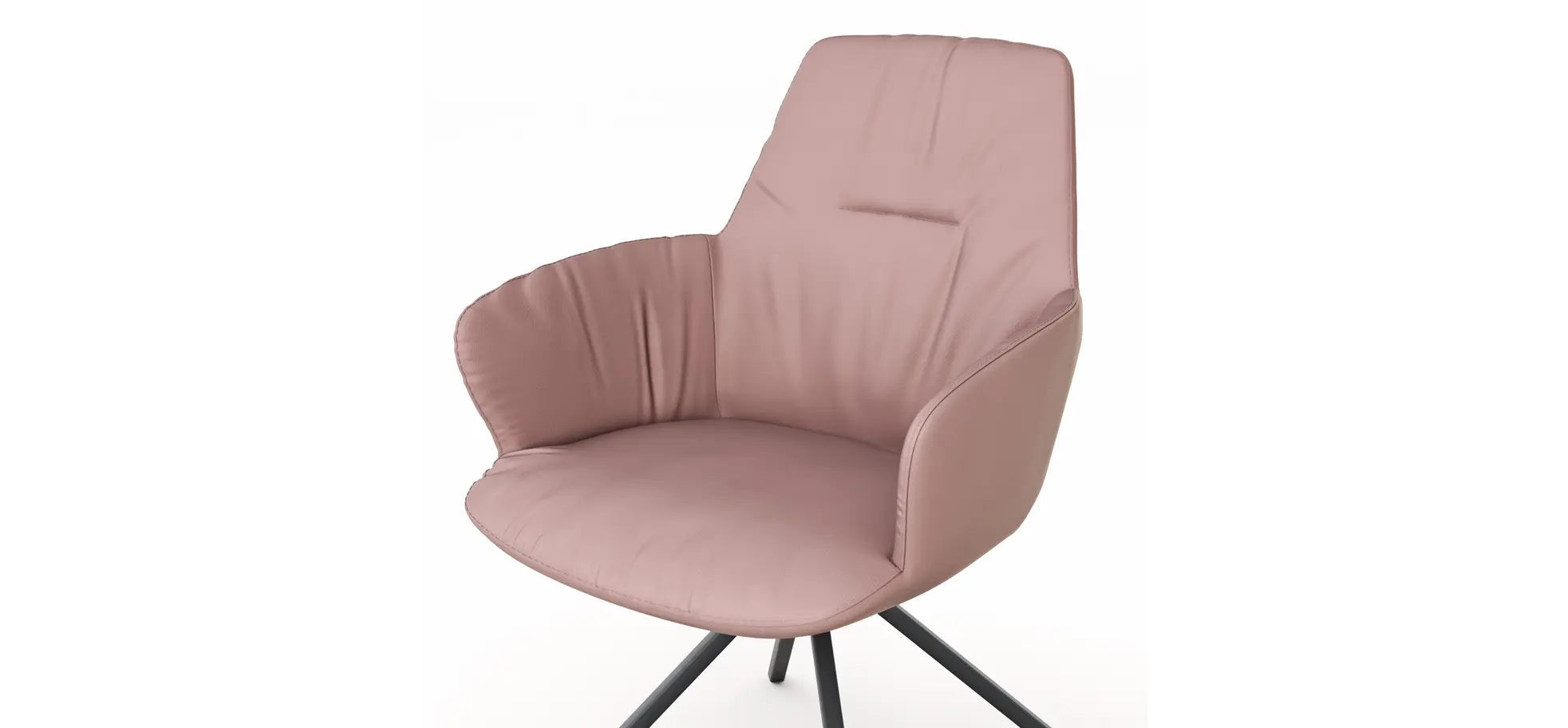 Armlehnstuhl Pegara - Leder, Mauve