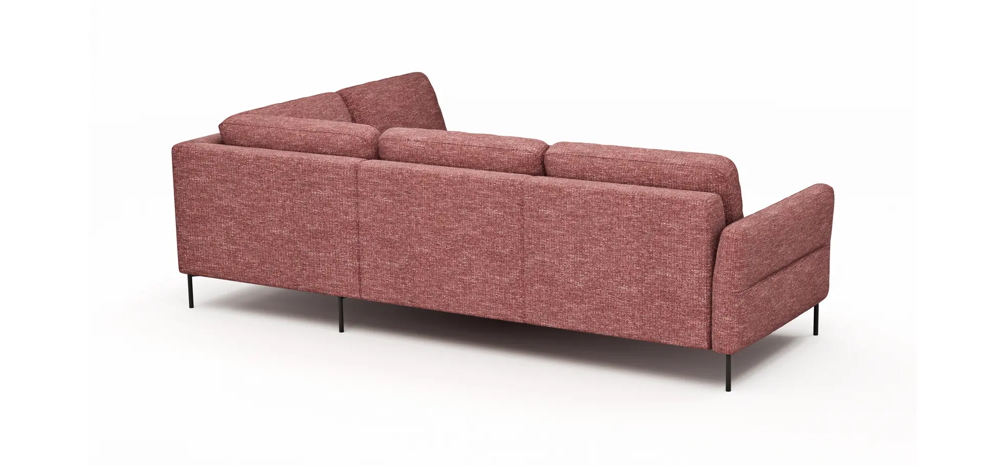Ecksofa Enna - 3-Sitzer mit Ecke rechts, Stoff, Koralle