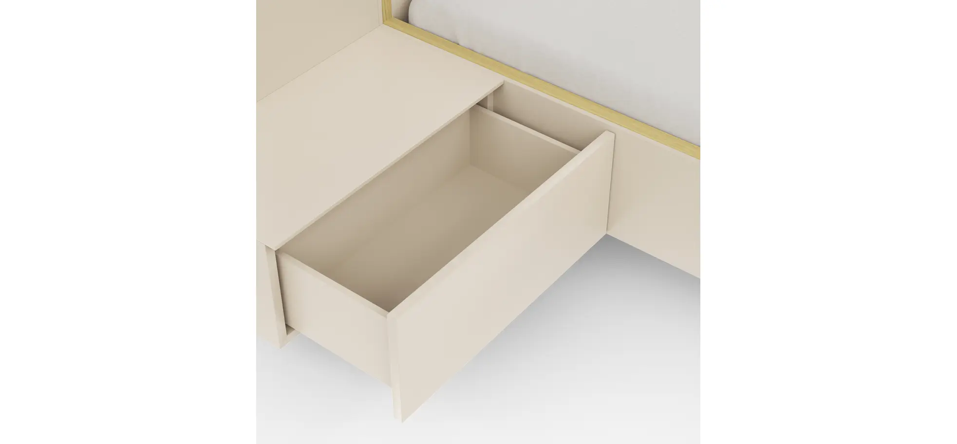 Bettanlage Matera - Lack, Creme, Absetzung, Eiche Milk