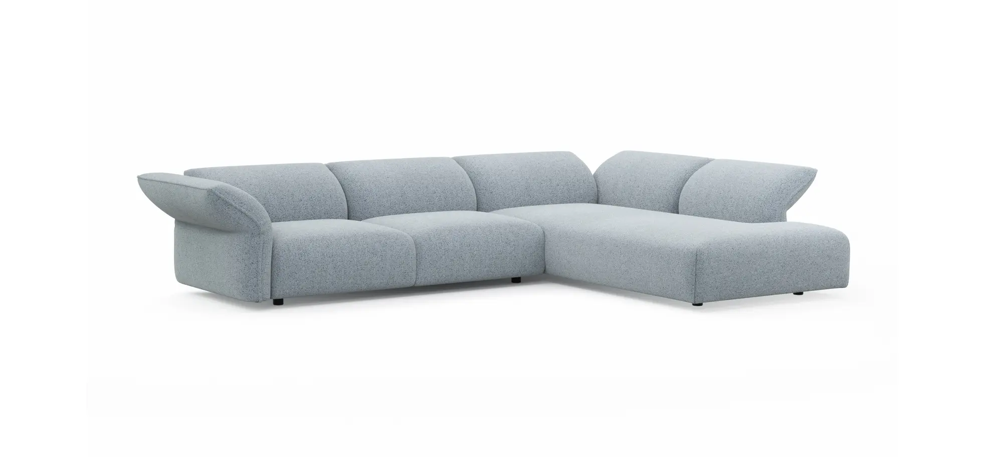 Ecksofa Motone - 2,5-Sitzer mit Ecke rechts, Stoff, Hellblau