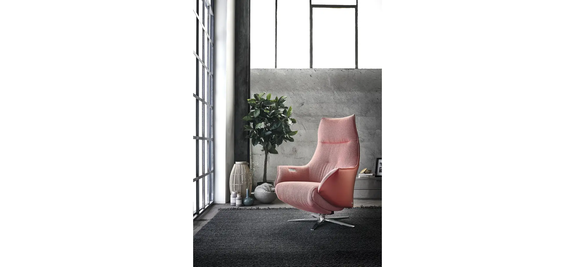 Relaxsessel Girona -  Relaxfunktion (motorisch) und Aufstehhilfe, Stoff, Leder, Rose