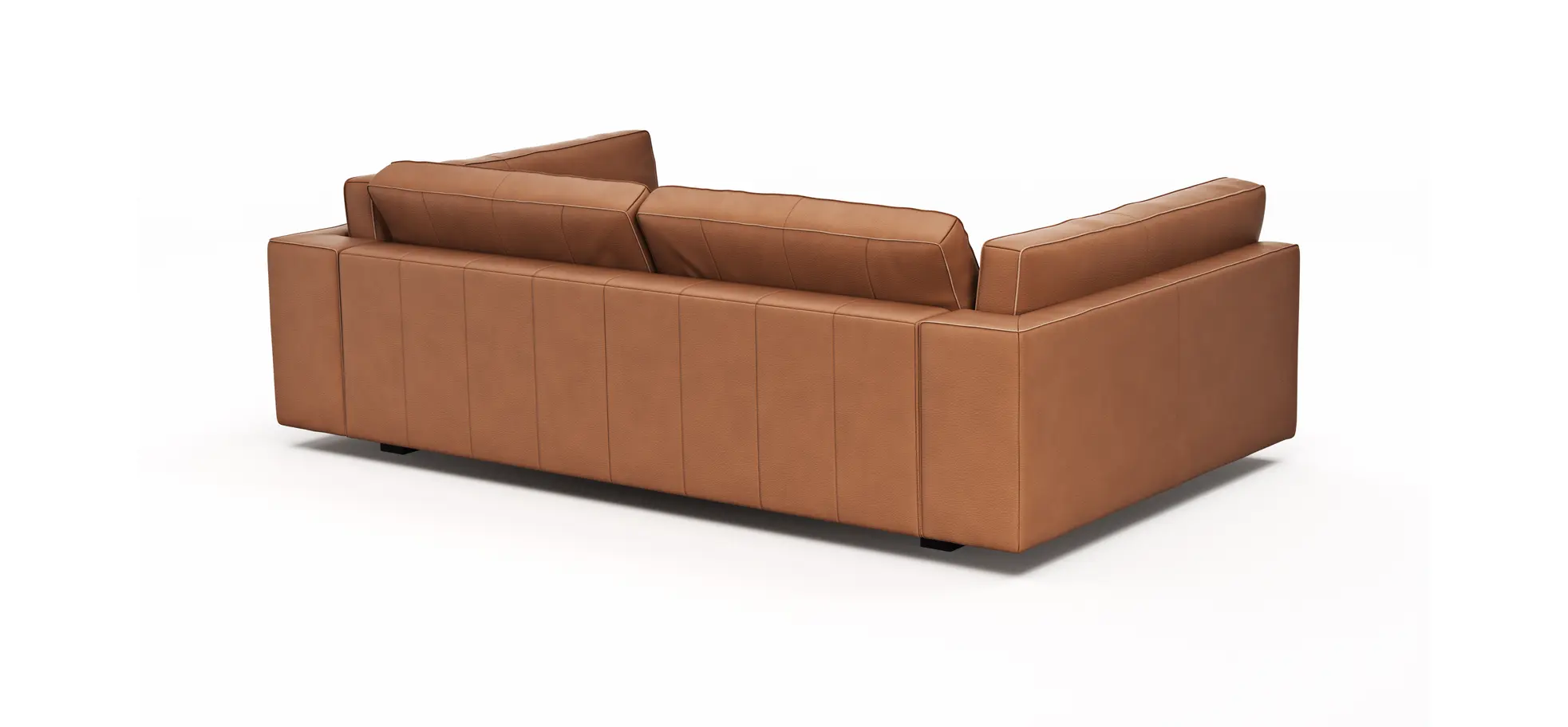 Sofa Aprino 3 - 3,5-Sitzer XXL, Dickleder, Cognac, Armlehne Kissen