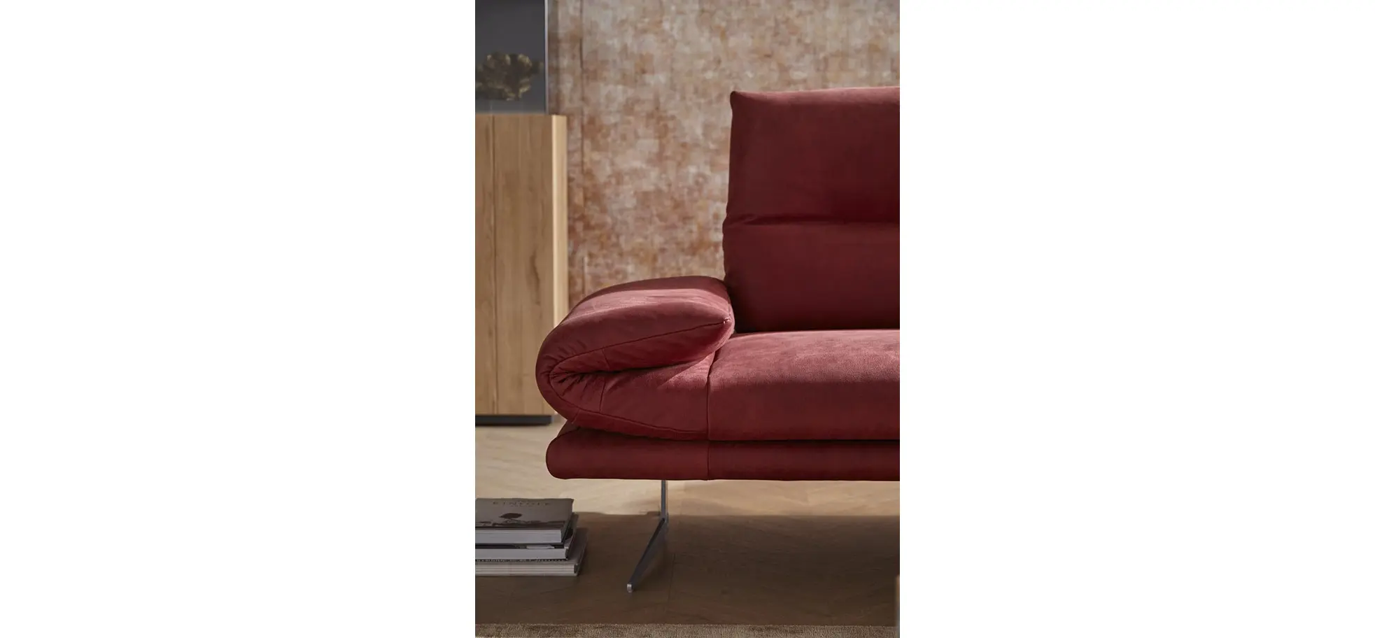 Sofa Lucero - 2,5-Sitzer inkl. Rückenlehne verstellbar, Leder, Weinrot