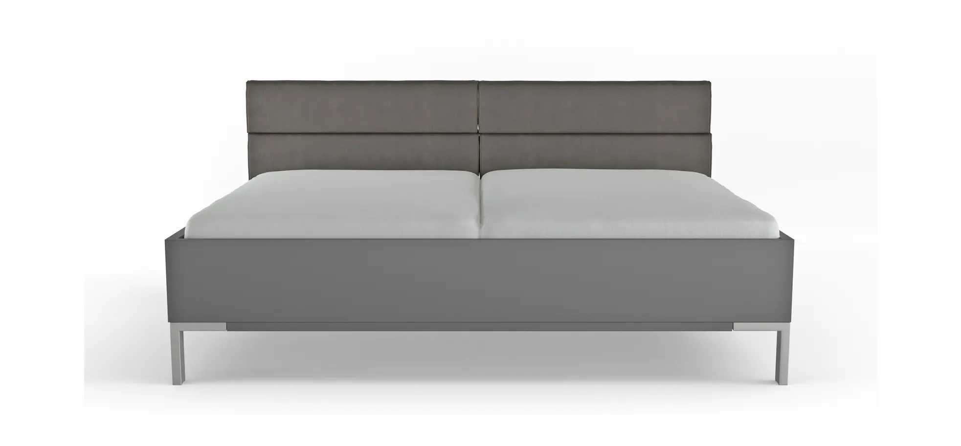 Bett Viana - Liegefläche ca. 200x200 cm, Holzwerkstoff Dunkelgrau , Kunstleder Anthrazit