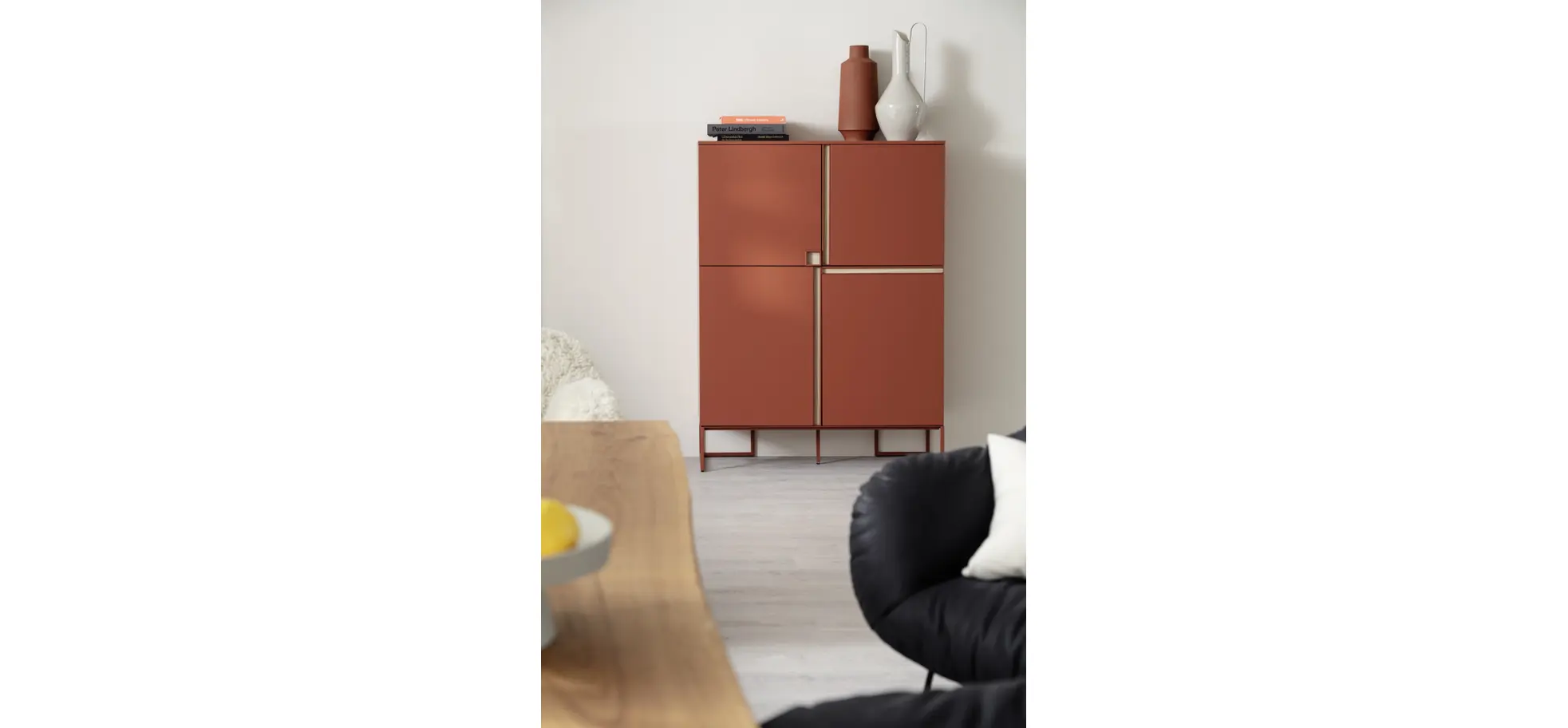 Highboard Venzone - BHT ca. 109x148x41 cm, Lack, Campari