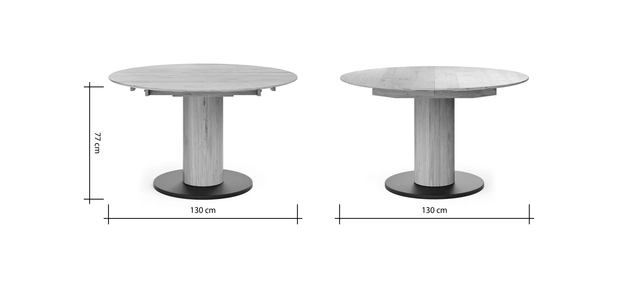Esstisch 5000 - D ca. 130 cm, ausziehbar, Wildeiche Massiv