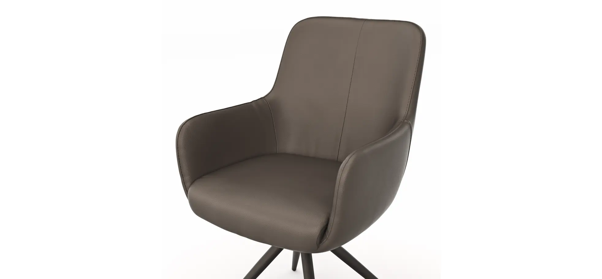 Armlehnstuhl Mis - Leder, Dunkelbraun, Gestell, Schwarz