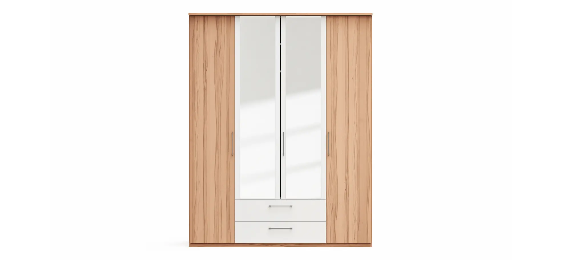 Drehtürenschrank Viana - B. ca. 180 cm, Furnier, Kernbuche, Weiß