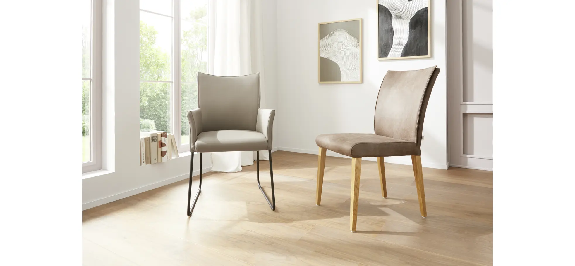 Armlehnstuhl Florea - Leder, Kitt