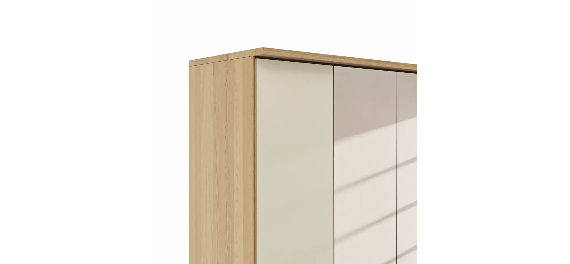 Drehtürenschrank Lenoso - B. ca. 200 cm, Glas Champagner, Spiegel