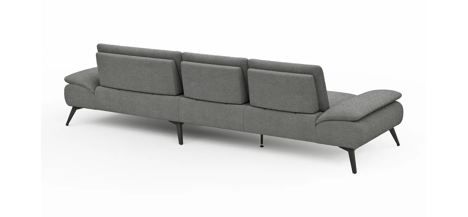 Ecksofa Collina - 2,5-Sitzer, Longchair rechts inkl. Sitztiefen- u. Armlehehnenverstellung, Stoff, Dunkelgrau